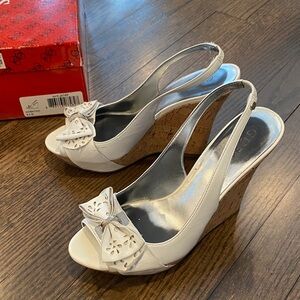 Guess White and Silver Wedges with Bow Detail
